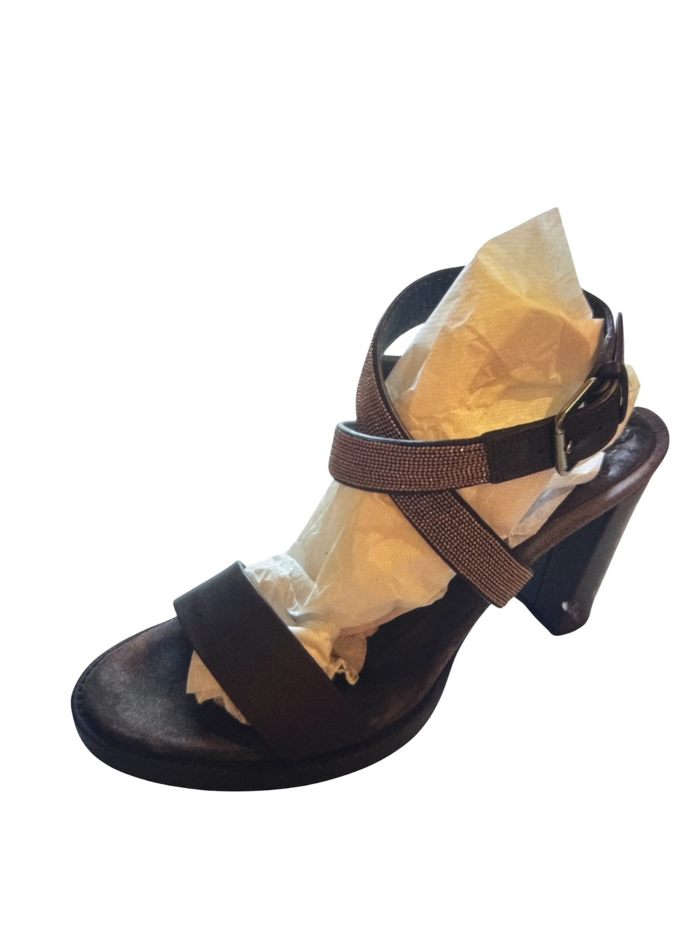 Brunello Cucinelli Brown Strappy High Heel Sandal